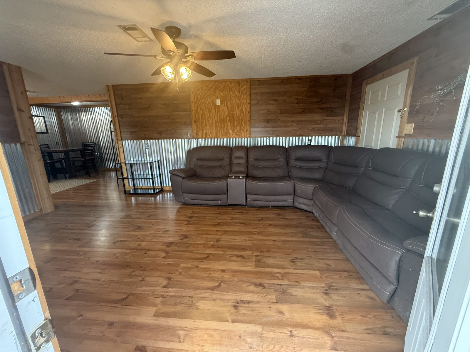 Furnished living room with large sectional sofa